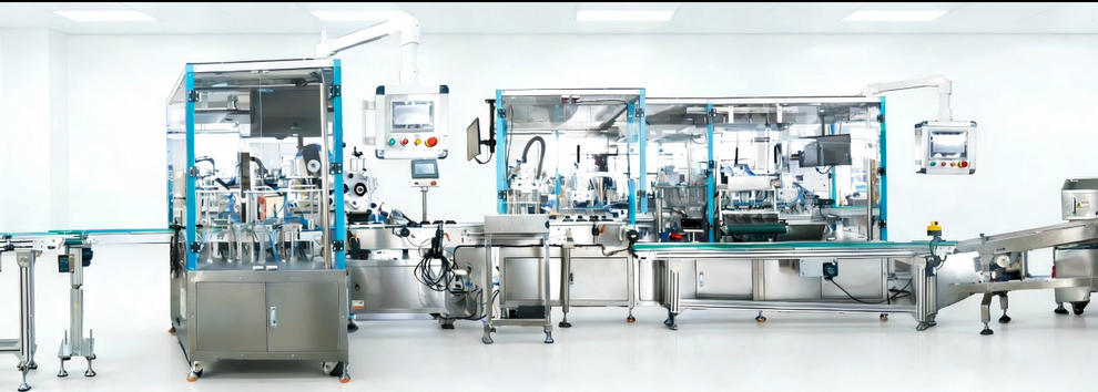 LM-KXGZ-6T automatic liquid filling production line with 6-head peristaltic filler, capping machine, labeling system and bottle handling for pharmaceuticals and cosmetics