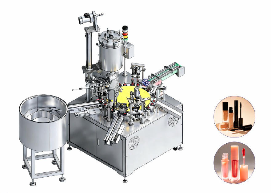 Lip gloss, lip glaze & mascara filling machine