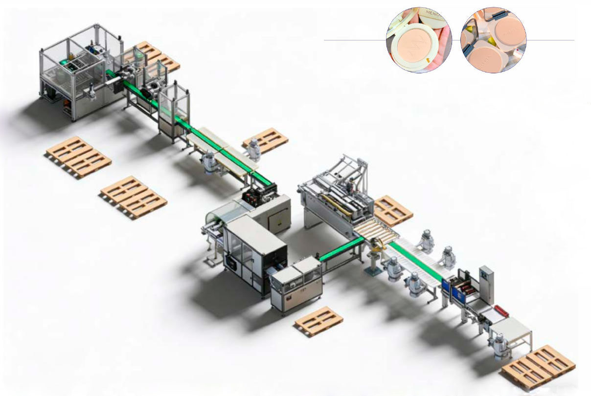 Automatic pressed powder assembly line